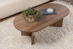 Emob Zweite Chance Ovaler Couchtisch Sable - 119x60x40cm - Nussbaum Dekor