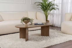 Emob Zweite Chance Ovaler Couchtisch Sable - 119x60x40cm - Nussbaum Dekor